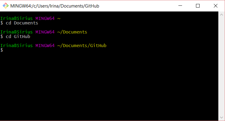 Screenshot of the Git Bash terminal application on Windows